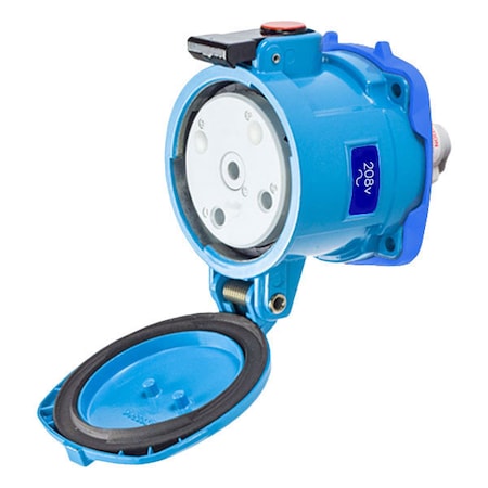 Meltric Pin & Sleeve Receptacle, 60 A, 208V AC, 2 Pole, Screw Terminals Wire Connection Type Blue, NEMA 4X 37-64162
